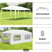 10x20' Outdoor Garden Gazebo Wedding Party Tent Canopy Marquee With 6 Removable  Sidewalls- PE Wedding & Party Gazebo, Ideal For Backyard, Events, Camping, Picnic, Garden Pavilion - Trắng + Kim loại - Xem 5