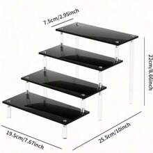 1 szt. 4-poziomowe akrylowe podstawki ekspozycyjne, konieczne zerwanie folii, przezroczysty stojak ekspozycyjny na babeczki, 3-poziomowy, z półkami, do przechowywania jedzenia, deserów, perfum, organizerów, mały mini stojak ekspozycyjny do organizera i dekoracji
