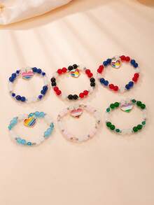 1pc Teens/Youth Beaded Charm Bracelet - Sweet Style, Glass Beads, Suitable For Valentine's Day, Mother's Day, Everyday Wear And Festive Occasions, Holiday Accessory | Charm Bracelet