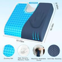 TranquilMoments Seat Cushion Gel Wheelchair Seat Cushion Ergonomic Chair Cushions For Office Chairs And Car Relieve Sciatica Back And Tailbone Pain Removable Cover And Non Slip Bottom Black - 藍色 - 查看 2