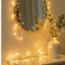 Battery Powered Fairy Light, 10 Foot 120LED Firecracker String Light, Waterproof Silver Wire Spark Light, Suitable For DIY Flower Garlands, Home Weeding, Indoor And Outdoor Christmas Decorations, Multi-Color,Valentine's Day Gifts For Girlfriends - 暖白色 - 查看 2
