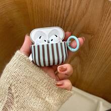 Blue & Brown Striped Polka Dot Earphone Case Compatible With Apple Pro 2/Pro/4/3/2, Fashionable, Feminine, Personalized, Minimalist, Artistic Earphone Case - Multicolor - View 4