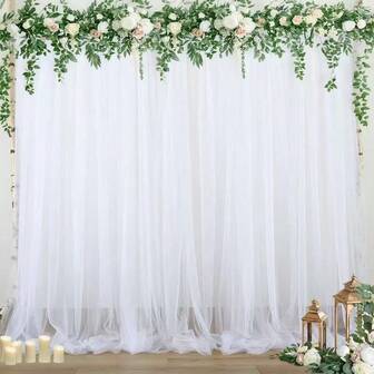 Party, Wedding Backdrop, Decorative Cloth, Pole Mounted Mesh Tulle, Venue Decor, Curtain Drapes, Wrinkle-Resistant Hanging Curtains, Sheer Curtains
