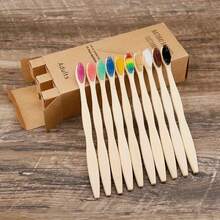 10-Pack Bamboo Toothbrushes For Adults, Soft Nylon Bristles, Full-Size Head, Gentle Firmness, Unisex Dental Care Set - 10 件不同顏色 - 查看 2