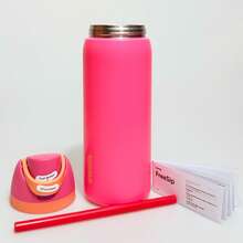 OWA 32OZ Water Bottle With Straw, Insulated Stainless Steel Tumbler, 24hrs Cold, Lock Lid, For Sports Travel School,Color: Rose Red - 綠色 - 查看 4