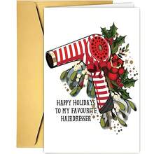 1 pezzo Biglietto di auguri natalizi per parrucchieri con busta, biglietto di ringraziamento unico per le feste, adatto per Natale, Capodanno, Festa di Primavera - Set - Visualizzare 7