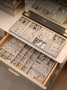 8 件套/1 个珠宝托盘珠宝展示托盘、配件盒化妆品展示架、多功能配件展示和收纳盒珠宝收纳托盘化妆品收纳盒可堆叠珠宝托盘桌面珠宝收纳和展示托盘盒大号可堆叠抽屉托盘适用于耳环项链戒指手镯吊坠口红珍珠胸针优雅便捷的卧室配饰 - 彩色 - 查看 2