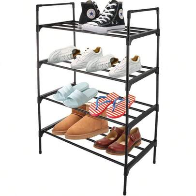 Shoe Rack, 4 Tier Shoe Storage Rack Minimalist Shoe Rack Small Adjustable Metal Frame Heavy Duty Shoe Organiser Storage Unit, L45x W26x H72