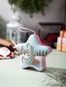 Weihnachtsdekoration Stern Cartoon Muster Blechdose Weihnachtszeit Handgriff Geschenkbox Aufbewahrungsbox, Ornament Aufbewahrung, Aufbewahrungskisten für Zuhause Organisation, Körbe, Kisten & Behälter für Zuhause Organisation