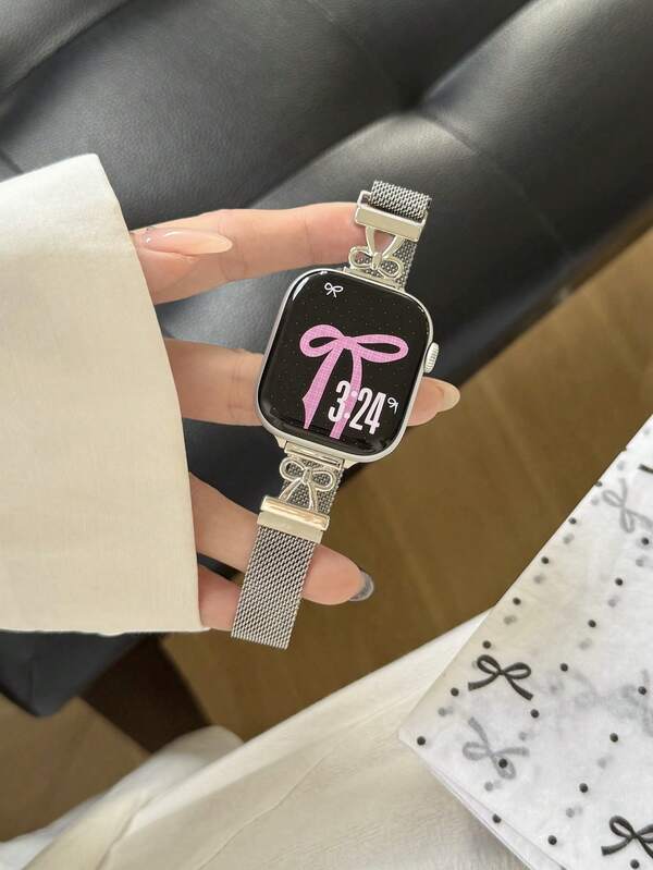 1 Pc Diamond Bling Metal Stainless Steel Becorative Fancy Jewelry Bracelet Stylish Compatible With Apple Watch Band For Women Men Sport 38mm 40mm 41mm 42mm 44mm 45mm 46mm 49mm , Strap Compatible With Apple Watch Watchband Series Ultra 10/9/8/7/6/5/4/3/2/1 SE