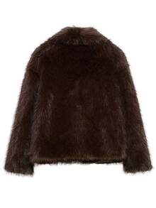 Faux Fur Coat Plush Fluffy Women's Faux Fur Coat Warm Long Sleeve Autumn Winter Faux Fur Coat Women Fur Coats Winter Faux Fur Coat Faux Fur Coats For Women Faux Fur Coat Fluffy Winter - Coffee Brown - View 2