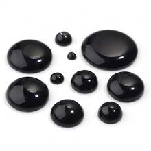 5-10pcs/Pack Natural Black Agate Stone Cabochons, Multi-Size Options, Vintage Elegant Black Gemstone Cabochons For DIY Jewelry Making, Suitable For Necklace, Ring, Bracelet, Jewelry Decoration