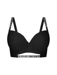 3 piezas COTOLO Sujetador de Mujer con Decoración de Letras "LOVE SECRET" Multicolores Fashion para Uso Diario Ropa Interior de Mujer Bra,brassieres de mujer,ropa interior de mujer,brasieres sin varilla,tops de mujer,brasier push up,blusas,brasier sin varilla,brasier invisible - Blanco+Morado+Negro - Ver 8