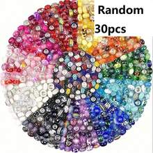 10/20/30/50/100/200 件混色大孔玻璃珠，混合银和铜珠，DIY 珠宝制作，项链手链珠宝用品