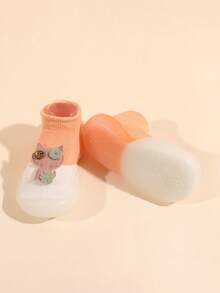 1 Paar 0-2 Jahre Cartoon Muster rutschfeste Silikonsohlenbaby Booties, weiche atmungsaktive Krabbelsocken mit Griffen, Kleinkind Erste Läufer Anti-Rutsch Knöchelsocken, süße Säuglings Lauflernschuhe