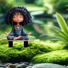 [Holiday Cheer]  Meditation Girl Acrylic Garden  - Tranquil Yard And Bonsai Decor, Ideal Christmas Gift, No Power Needed, Freestanding Design, Outdoor Christmas Decorations For Yard, Best For Christmas