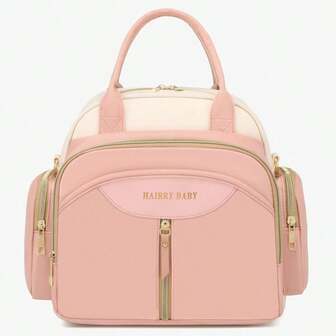 1 st ny handhållen liten blöjväska med färgblock och isolerad ficka, trendig mini-amningsväska för gravida kvinnor