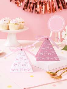 12Pcs Bow Triangle Gift Box,Triangular Gift Box,Triangle Pyramid Candy Gift Box,Baby Shower Party Favor Box,Pink Birthday Decorations,Bow Birthday Decorations,Pink Bow Birthday Decorations,Baby Shower Party Decor,Gender Reveal Party Decor,1st Birthday Party Decoration