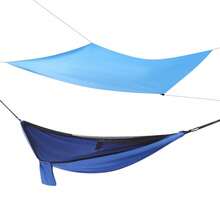 Hamaca con mosquitera y lona para tienda de campaña, juego completo, accesorios de camping en azul, impermeable con protección UV, 290x140cm + 310x310cm, capacidad de carga 200kg, incluye piquetas de aluminio para acampar en jardín y bosque - Azul - Ver 7