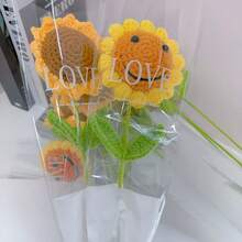 1/5/10Pcs Handmade Crochet Sunflower, Eternal Artificial Woven Sunflower Flowers, Smile Knitted Simutation SunFlowers, Preserved Flower, Best Gift For Christmas Day, Birthdays, Weddings, Graduations,Teacher's Day. Suitable For Home Decor In Restaurant, Room Decor, Bedroom, Holiday Gift & Party Halloween Decoration.