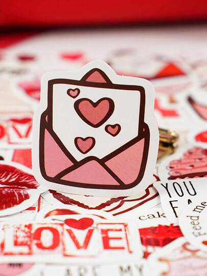 46pcs(23*2) Rich Love Expression, Self-Adhesive Stickers Simple Style Exquisite And Beautiful Decorative Stickers. Suitable For Couples To Decorate Photo Albums, Diaries, Cups, Laptops And Mobile Phones To Express Their Love,Stickers,Scrapbook Supplies,Scrapbook