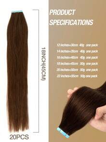 VADES 20 pezzi di extension per capelli con nastro adesivo, capelli umani, lisci e setosi, multicolore, colore 01 nero corvino, 1B nero naturale, 04 marrone, 02 marrone, 12 pollici, 14 pollici, 16 pollici, 18 pollici, 20 pollici, extension per capelli veri umani, Remy, lisci, extension per capelli con nastro adesivo invisibile, colpi di sole invisibili, adatte per saloni professionali, capelli sottili, extension per capelli da donna, costumi di Halloween da donna, look naturale di alta qualità per capelli, aggiunge volume e lunghezza.