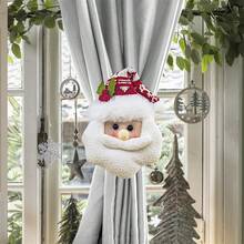 Christmas Curtain Tiebacks Cute Plush Santa Snowman Curtain Holdbacks For Living Room Decoration