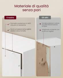 VASAGLE Libreria, Libreria Scaffale Verticale a 6 Ripiani, con Ante, 24 x 60 x 175 cm, per Soggiorno Studio Ufficio Sala da Pranzo, Bianco Nuvola - Bianco - Visualizzare 4