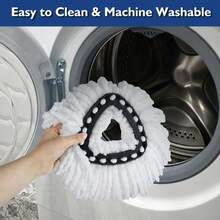 Triangle Cleaning Mop Replacement Head For O-Cedar EasyWring Microfibers Spin Mop Refill, 3 Pack ,White - trắng - Xem 2