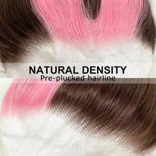 D24 Inch Pink Skunk Stripe Wig Synthetic Lace Front Wig Brown Hair Pink Highs Streaks Lace Front Wigs Pre Plucked Long Wavy HD Lace Wigs For Black Women10 - NâuHồng - Xem 2