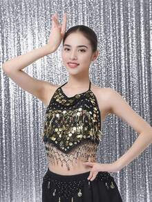 Sequin Embellished Halter Accessory, Belly Dance & Festival Performance Accent - Multicolor - View 10