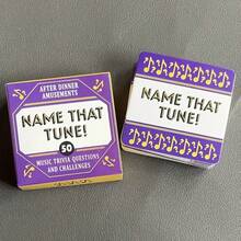 Mini Card Game Name That Tune! 50 Music Trivia Questions & Challenges Game - Family-Friendly Paper Cardstock Edition With Golden Musical Notes & After Dinner Amusements Design For Camping, Holiday Gatherings & Game Nights - Standard Edition, Camping Entertainment | Vibrant Package Design | Cardstock Material - Blue - View 10