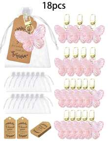 1pc/6pcs/12pcs/20pcs Creative Butterfly Keychain Set, Colorful Butterfly Keychain Set, Comes With Transparent Hard Cloth Bag, Thank You Label, DIY Keychain, Creative Keychain, Backpack Pendant, Bag Accessories, Car Keyring
