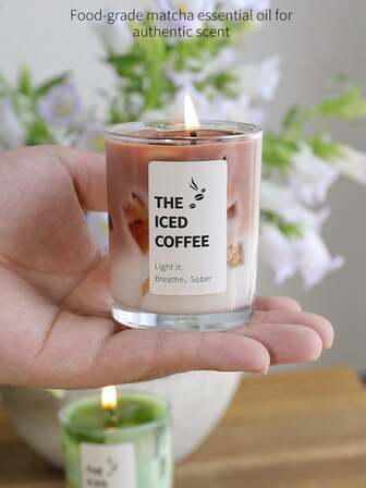 1 件创意夏季抹茶杯形果冻蜡烛，派对装饰香薰蜡烛，营造氛围