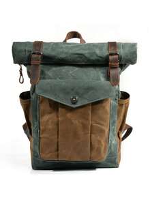 Mochila estilo vintage americano, mochila de regalo para vacaciones, bolsa de lona encerada, bolsa de lona casual para viajes, senderismo y portátil