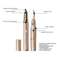 RAF 二合一电动睫毛夹、电动修眉器、无痛修眉器、眉毛修剪器、面部脱毛器、加热睫毛夹、女士睫毛夹、睫毛夹、电动加热睫毛夹，功率：2W，电池容量：140mAh，情人节、圣诞节礼物 - 彩色 - 查看 6