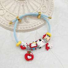 Sanrio Beads Of Dopamine Drip Oil Alloy Hand-Painted Large Hole Beads DIY Bracelet Cute KT Apple Versatile Accessories Finished Product