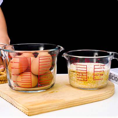 Taza medidora de vidrio borosilicato de alta resistencia, de gran capacidad y marcada, adecuada para panaderías, cafeterías, cocinas del hogar, resistente al calor