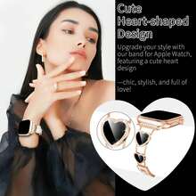 Slim Metal Bands Compatible With Apple Watch Bands For Women 38/40/41/42/44/45/46/49mm, Cute Heart-Shape Sparkle Diamond Stainless Steel Strap For I Watch Series SE/10/9/8/7/6/5/4/3/2/1