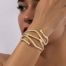 Nostalgic Punk Double Snake Design Bracelet Animal Decoration Silver Hand Jewelry - [bạc] - Xem 6