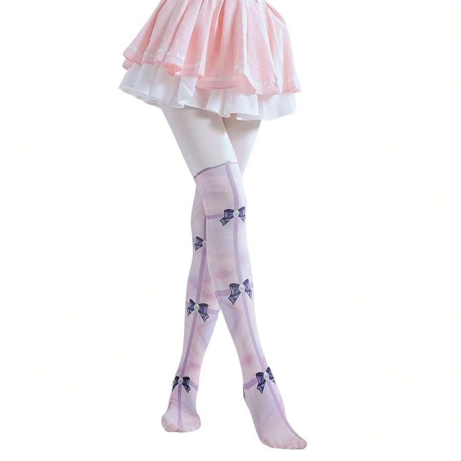 Sahabowi Women's Sheer Tights, Digital Print Designs Stockings-9106 - 多色8 - 查看 1