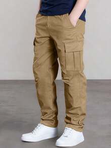 1pc Young Boy Fashionable Outdoor Sports Casual Cargo Pants, Spring/Autumn