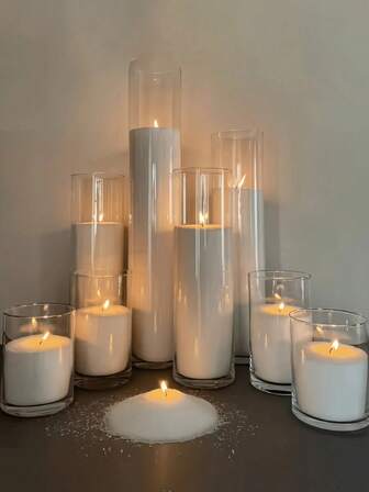 Snow Pearled Candle With Wicks, Bulk -Friendly Powder Candles, Refillable Wax Sand, DIY Pearled Candle Sand For Candle Making, Home Decor, Weddings, Halloween, Party Supplies, Room Decor, Gifts Birthday Graduation