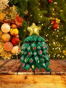 6/10 buc/set mini baloane folie în formă de brad de Crăciun cu decor stea - decor multicolor roșu, verde, auriu cu fulgi de zăpadă și acadele, potrivit pentru petreceri de sărbători, sărbători interioare/exterioare, decor de Crăciun cu baloane, decorațiuni și cadouri de Crăciun, decor de ziua de naștere cu tematică de Crăciun