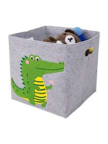 1 pièce Panier de rangement pliable en matériau feutre, robuste et durable, économise 70% d'espace. Orné de motifs mignons d'animaux panda et cerf, apportant une touche vivante. - Même photo - Voir 17