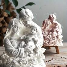 1 Khuôn nến silicon trắng hình Chúa Jesus Holy Family - Hình ảnh tôn giáo được vẽ tay bao gồm Chúa Jesus, Đức Mẹ Maria, Thánh Giuse; Khuôn bền có thể tái sử dụng để làm nến, thạch cao hoặc nhựa, lý tưởng làm quà tặng Giáng sinh và trang trí bàn thờ nhà thờ tại nhà - trắng - Xem 3