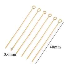 50/100件304不锈钢18k镀金头针DIY珠宝配件耳环珠眼针平头针珠宝制作材料女士不锈钢珠宝制作头针 - 彩色 - 查看 12