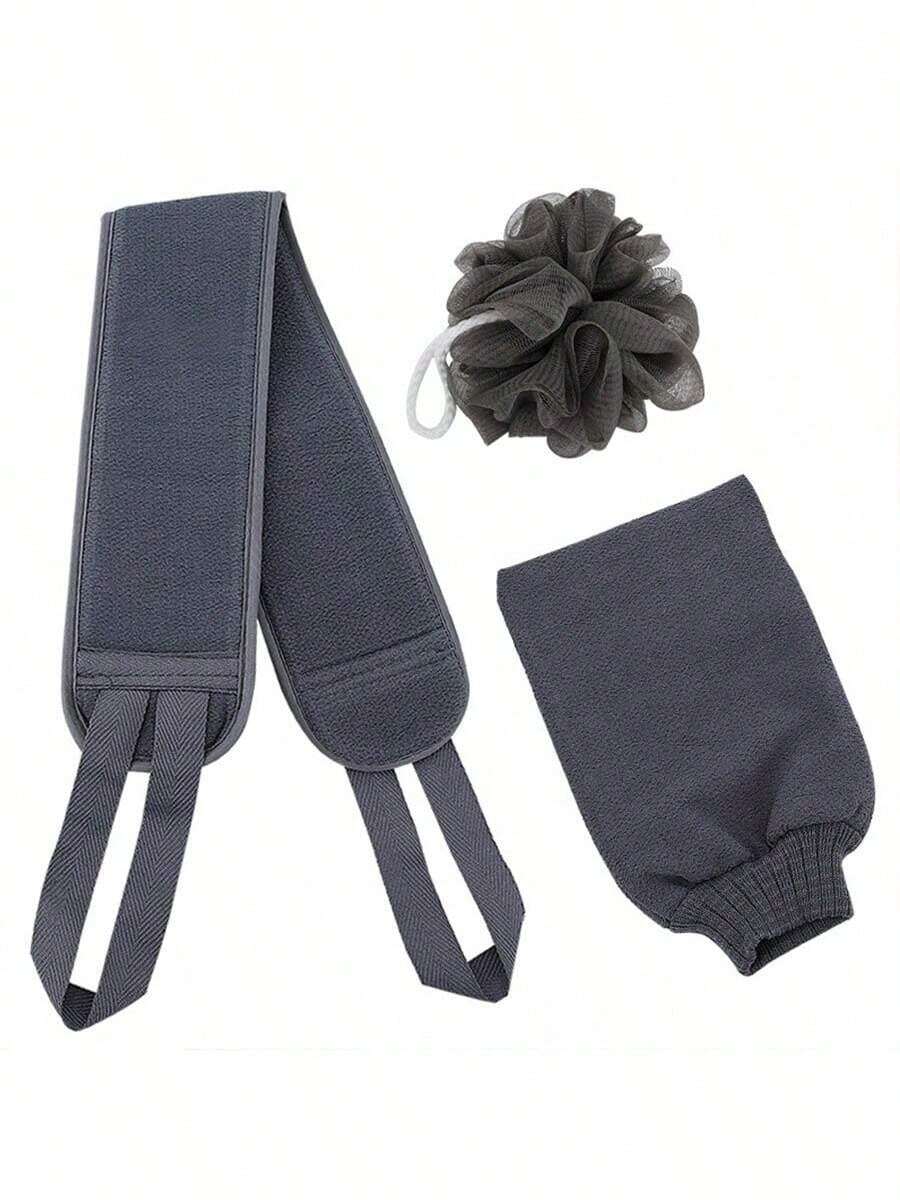 3pcs Household Strong Stain Remover, Adult Scrub Mud, Dust, Bath Towel, Gloves, Back Strip, Shower Towel, Magic Tool, Pull Back Strip - Multicolor - View 1
