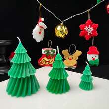 1pc, Handmade Christmas Tree Shaped Scented Candles, Slight Color Difference, Suitable For Home Decor, Restaurant, Birthday, Party, Bathroom Aromatherapy Christmas Decorations Room Decor, Christmas Gifts