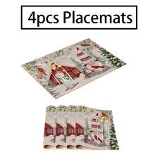 2/4/6pcs Christmas Happy Placemats, Gray Gnome Fantasy Snow Tree Branch Design Rectangular Placemats, 12x18 Inch, Suitable For Kitchen, Dining Room, Coffee, Party/Wedding Decor, Seasonal Winter Christmas Table Mats, Home Dining Table Decor, Party Decor, Christmas Decor, Holiday, Dining, Home Decor